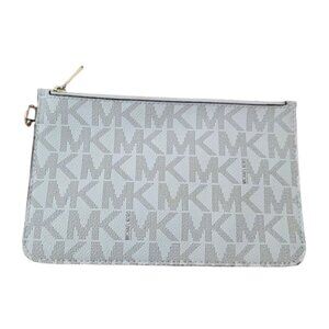 Michael by Michael Kors Monogram Tan and White Pouch Clutch